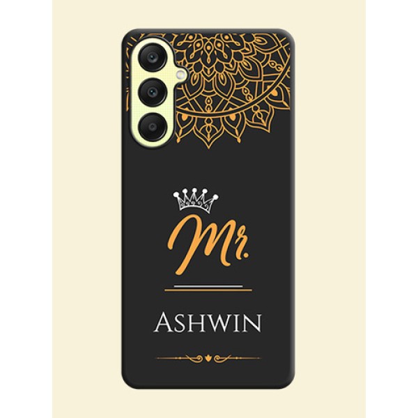 Mr Name with Floral Design on Personalised Space Black Soft Matte Cases - Galaxy A25 5G Mr Name with Floral Design on Personalised Space Black Soft Matte Cases - Galaxy A25 5G