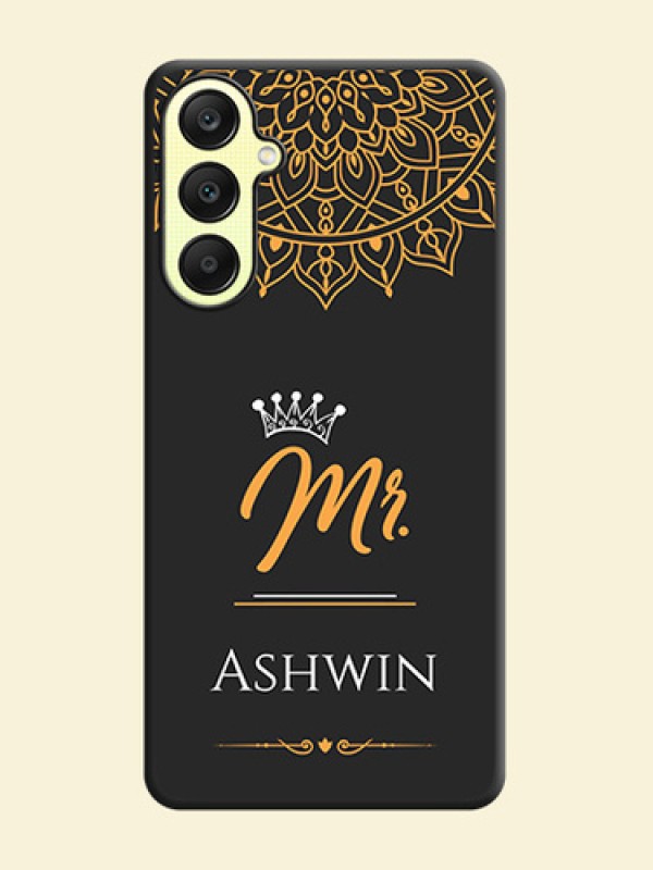 Mr Name with Floral Design on Personalised Space Black Soft Matte Cases - Galaxy A25 5G