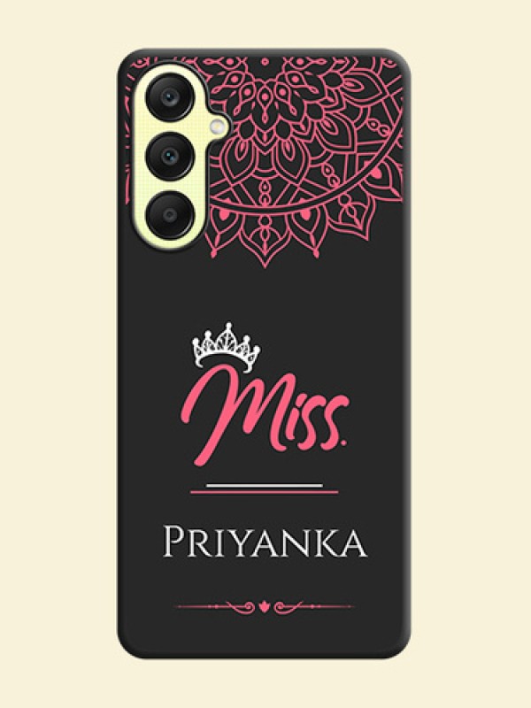 Mrs Name with Floral Design on Space Black Personalized Soft Matte Phone Covers - Galaxy A25 5G