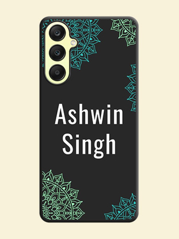 Your Name with Floral Design on Space Black Custom Soft Matte Back Cover - Galaxy A25 5G