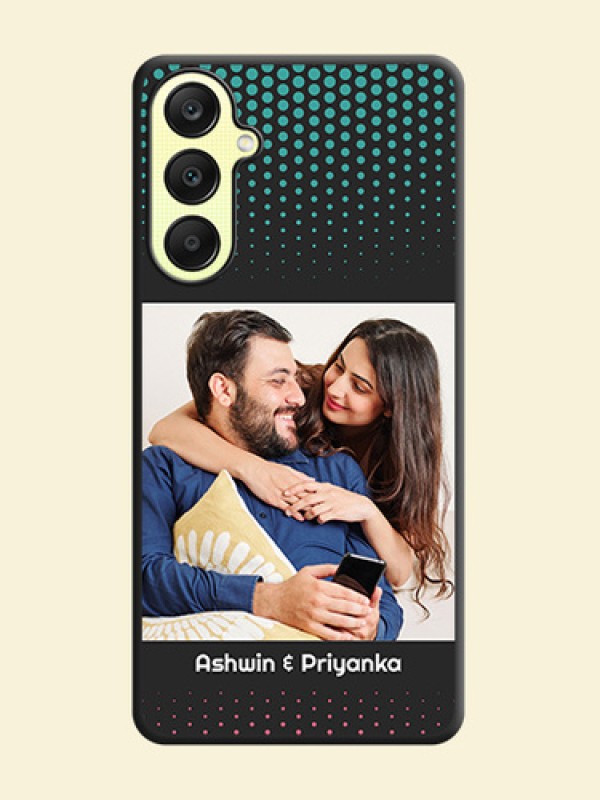Faded Dots with Grunge Photo Frame and Text on Space Black Custom Soft Matte Phone Cases - Galaxy A25 5G