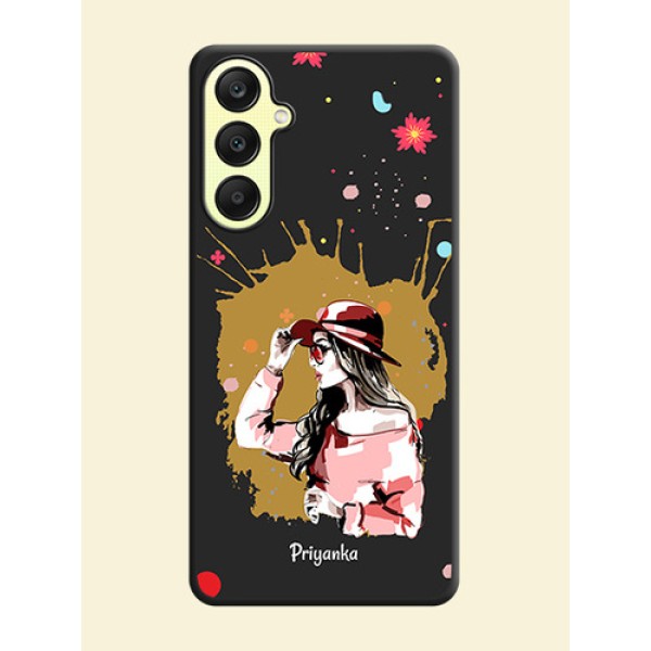 Mordern Lady With Color Splash Background With Custom Text On Space Black Personalized Soft Matte Phone Covers - Galaxy A25 5G