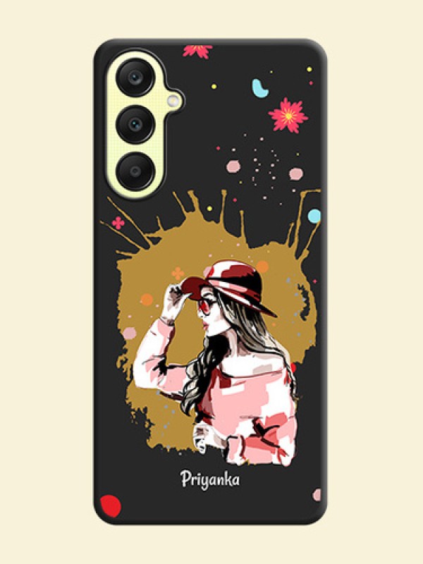 Mordern Lady With Color Splash Background With Custom Text On Space Black Personalized Soft Matte Phone Covers - Galaxy A25 5G