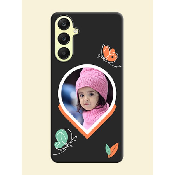 Upload Pic With Simple Butterly Design On Space Black Personalized Soft Matte Phone Covers - Galaxy A25 5G Upload Pic With Simple Butterly Design On Space Black Personalized Soft Matte Phone Covers - Galaxy A25 5G