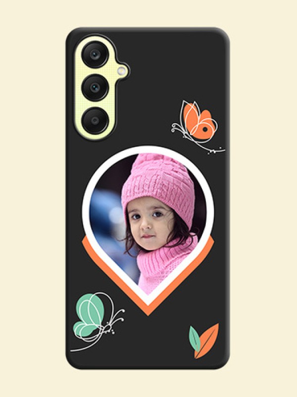 Upload Pic With Simple Butterly Design On Space Black Personalized Soft Matte Phone Covers - Galaxy A25 5G