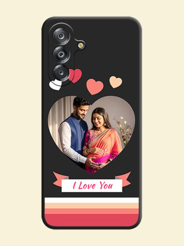 Love Shaped Photo with Colorful Stripes On Space Black Custom Soft Matte Mobile Back Cover - Samsung Galaxy A26 5G