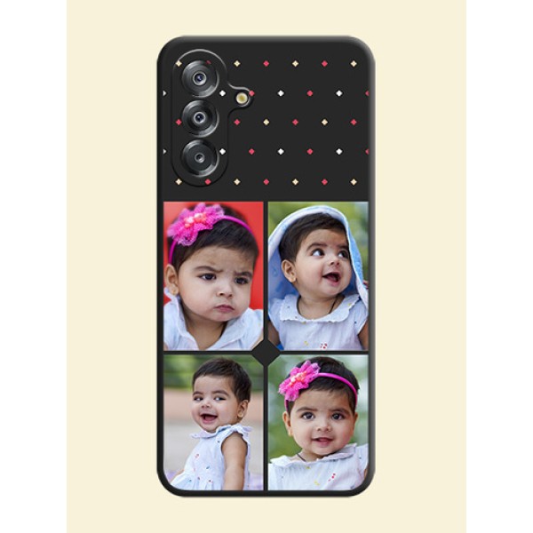 Multicolor Dotted Pattern with 4 Image Holder On Space Black Custom Soft Matte Mobile Back Cover - Samsung Galaxy A26 5G Multicolor Dotted Pattern with 4 Image Holder On Space Black Custom Soft Matte Mobile Back Cover - Samsung Galaxy A26 5G