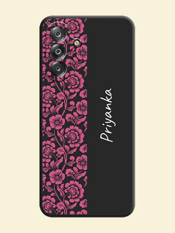 Pink Floral Pattern Design With Custom Text On Space Black Custom Soft Matte Mobile Back Cover - Samsung Galaxy A26 5G
