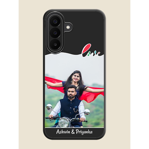 Fall in Love Pattern with Picture on Photo On Space Black Custom Soft Matte Mobile Back Cover - Samsung Galaxy A27 5G
