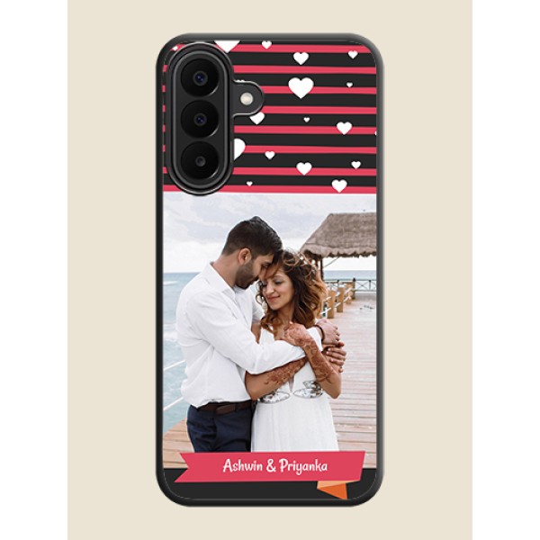 White Color Love Symbols with Pink Lines Pattern On Space Black Custom Soft Matte Mobile Back Cover - Samsung Galaxy A27 5G White Color Love Symbols with Pink Lines Pattern On Space Black Custom Soft Matte Mobile Back Cover - Samsung Galaxy A27 5G