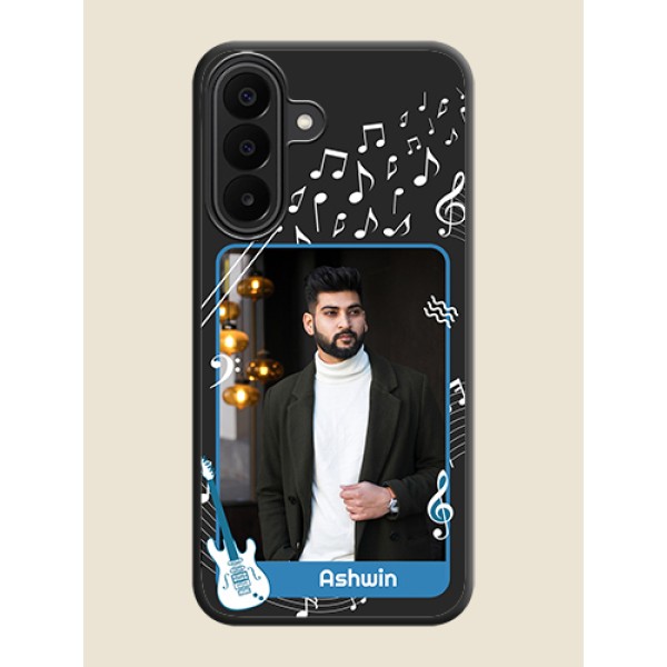 Musical Theme Design with Text on Photo On Space Black Custom Soft Matte Mobile Back Cover - Samsung Galaxy A27 5G Musical Theme Design with Text on Photo On Space Black Custom Soft Matte Mobile Back Cover - Samsung Galaxy A27 5G