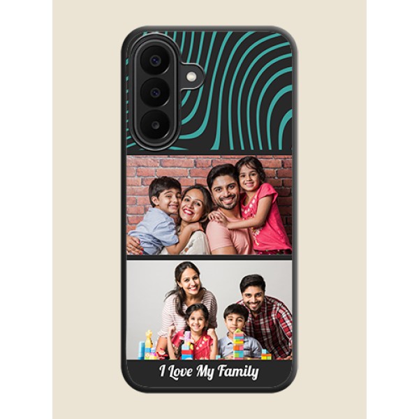 Wave Pattern with 2 Image Holder On Space Black Custom Soft Matte Mobile Back Cover - Samsung Galaxy A27 5G Wave Pattern with 2 Image Holder On Space Black Custom Soft Matte Mobile Back Cover - Samsung Galaxy A27 5G