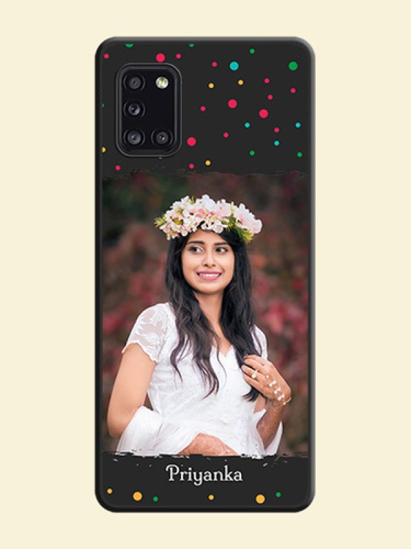 Multicolor Dotted Pattern with Text on Space Black Custom Soft Matte Phone Back Cover - Galaxy A31