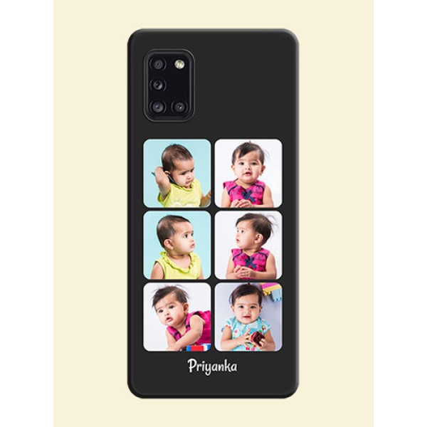 Floral Art with 6 Image Holder on Photo on Space Black Soft Matte Mobile Case - Galaxy A31 Floral Art with 6 Image Holder on Photo on Space Black Soft Matte Mobile Case - Galaxy A31