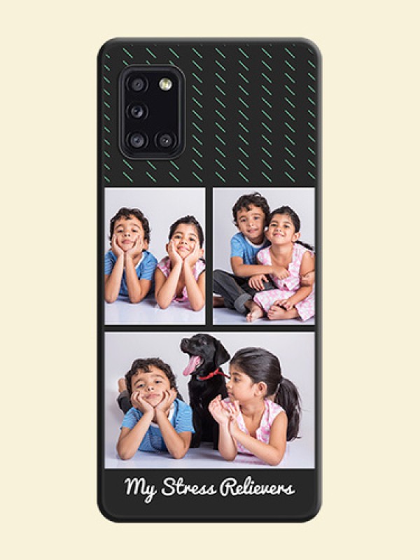Cross Dotted Pattern with 2 Image Holder  on Personalised Space Black Soft Matte Cases - Galaxy A31
