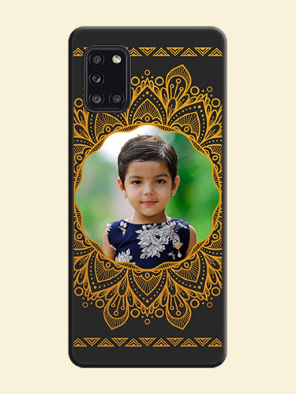 Round Image with Floral Design on Photo on Space Black Soft Matte Mobile Cover - Galaxy A31