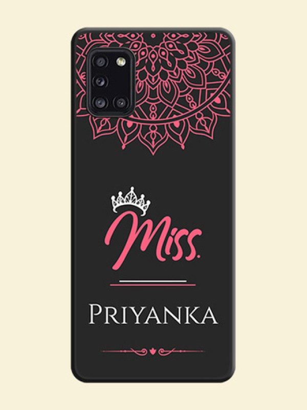 Mrs Name with Floral Design on Space Black Personalized Soft Matte Phone Covers - Galaxy A31