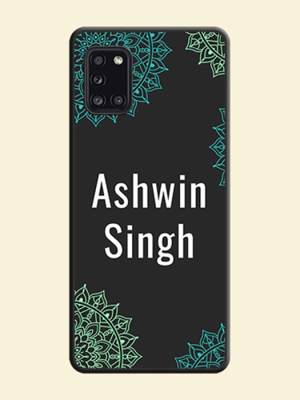 Your Name with Floral Design on Space Black Custom Soft Matte Back Cover - Galaxy A31
