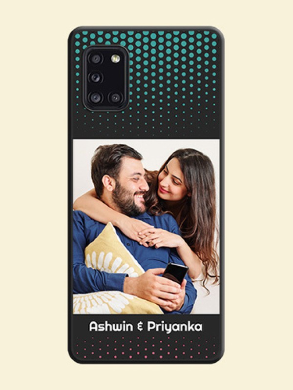 Faded Dots with Grunge Photo Frame and Text on Space Black Custom Soft Matte Phone Cases - Galaxy A31