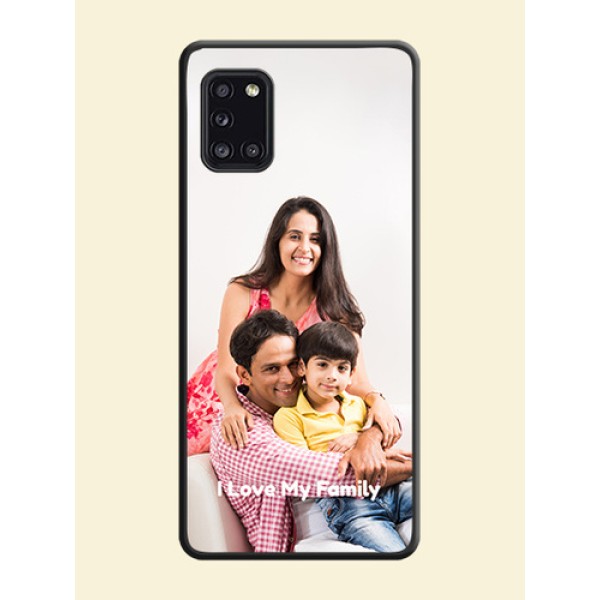 Full Single Pic Upload With Text On Space Black Personalized Soft Matte Phone Covers -Samsung Galaxy A31 Full Single Pic Upload With Text On Space Black Personalized Soft Matte Phone Covers -Samsung Galaxy A31