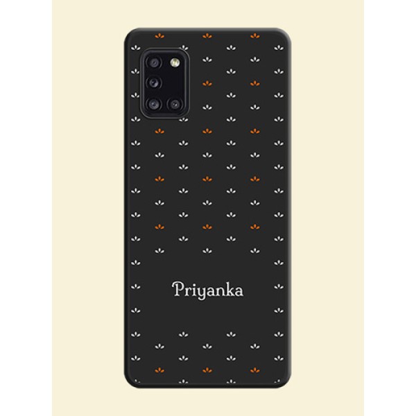 Simple Pattern With Custom Text On Space Black Personalized Soft Matte Phone Covers -Samsung Galaxy A31 Simple Pattern With Custom Text On Space Black Personalized Soft Matte Phone Covers -Samsung Galaxy A31