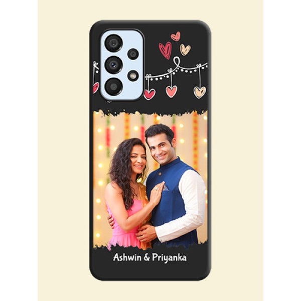 Pink Love Hangings with Name on Space Black Custom Soft Matte Phone Cases - Galaxy A33 5G Pink Love Hangings with Name on Space Black Custom Soft Matte Phone Cases - Galaxy A33 5G