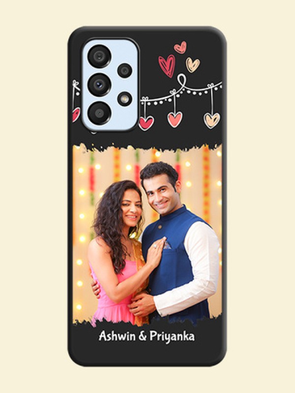 Pink Love Hangings with Name on Space Black Custom Soft Matte Phone Cases - Galaxy A33 5G