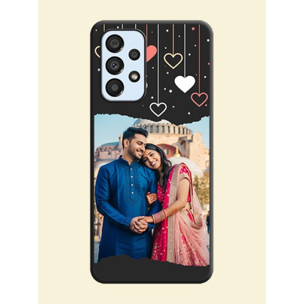 Love Hangings with Splash Wave Picture on Space Black Custom Soft Matte Phone Back Cover - Galaxy A33 5G Love Hangings with Splash Wave Picture on Space Black Custom Soft Matte Phone Back Cover - Galaxy A33 5G