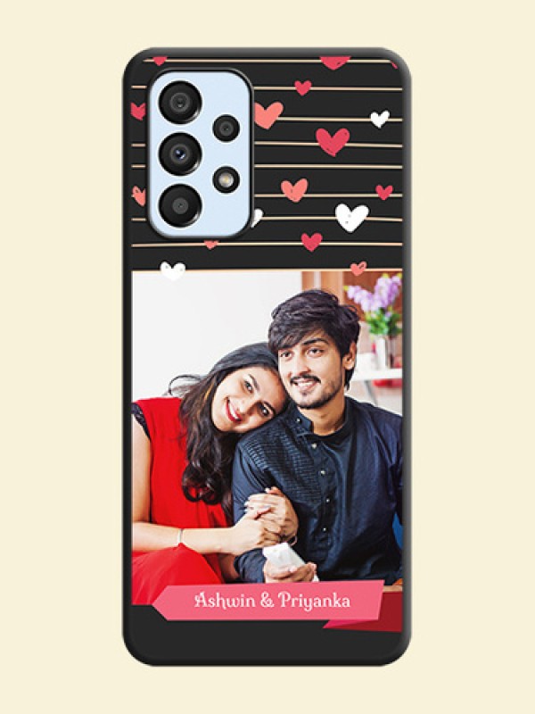 Love Pattern with Name on Pink Ribbon  on Photo on Space Black Soft Matte Back Cover - Galaxy A33 5G