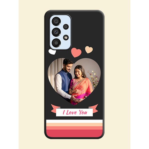 Love Shaped Photo with Colorful Stripes on Personalised Space Black Soft Matte Cases - Galaxy A33 5G