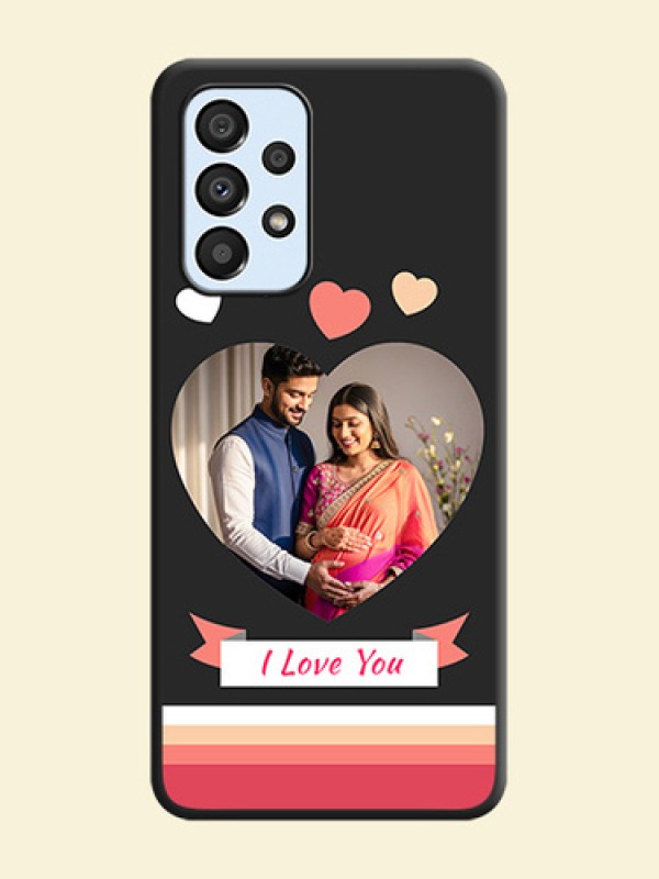 Love Shaped Photo with Colorful Stripes on Personalised Space Black Soft Matte Cases - Galaxy A33 5G