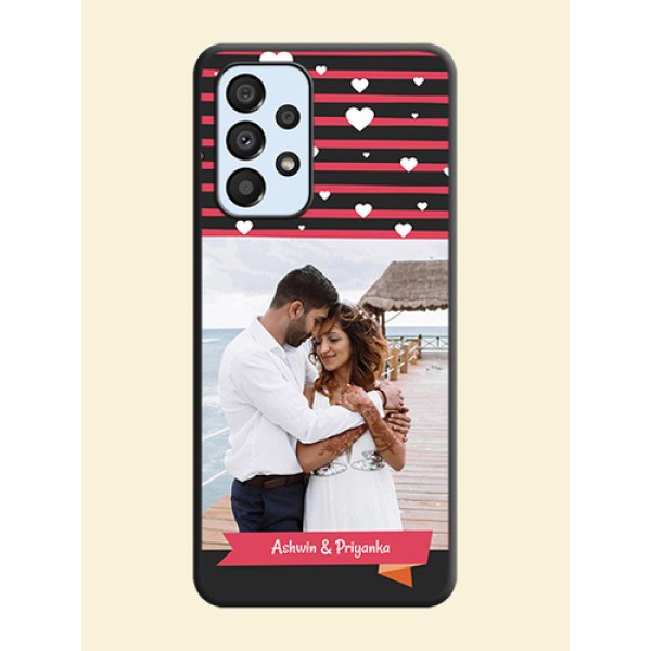 White Color Love Symbols with Pink Lines Pattern on Space Black Custom Soft Matte Phone Cases - Galaxy A33 5G White Color Love Symbols with Pink Lines Pattern on Space Black Custom Soft Matte Phone Cases - Galaxy A33 5G