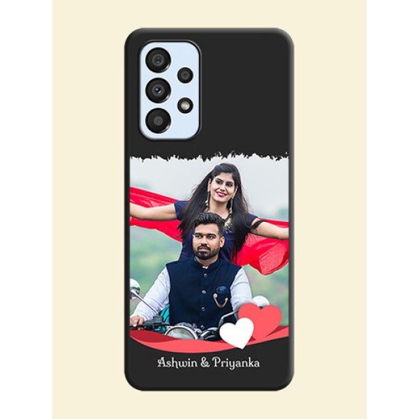 Pin Color Love Shaped Ribbon Design with Text on Space Black Custom Soft Matte Phone Back Cover - Galaxy A33 5G Pin Color Love Shaped Ribbon Design with Text on Space Black Custom Soft Matte Phone Back Cover - Galaxy A33 5G