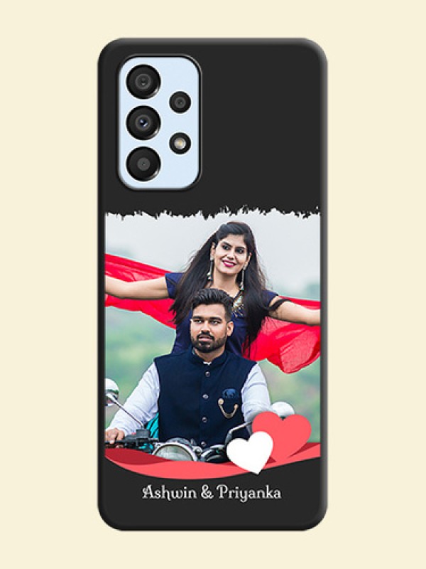 Pin Color Love Shaped Ribbon Design with Text on Space Black Custom Soft Matte Phone Back Cover - Galaxy A33 5G