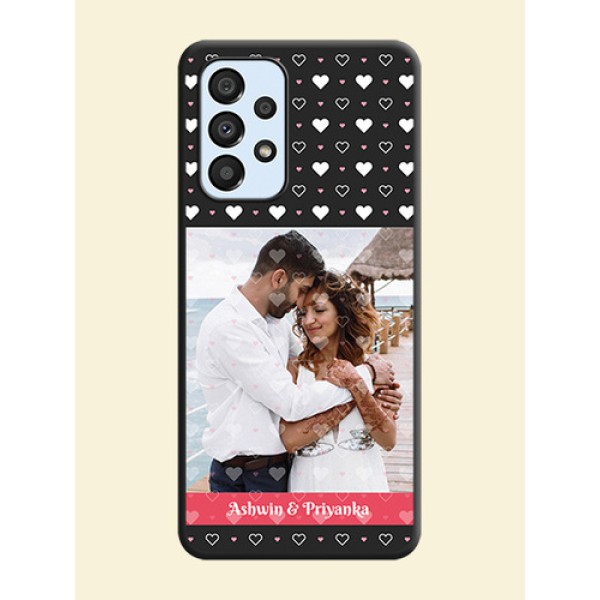 White Color Love Symbols with Text Design on Photo on Space Black Soft Matte Phone Cover - Galaxy A33 5G White Color Love Symbols with Text Design on Photo on Space Black Soft Matte Phone Cover - Galaxy A33 5G