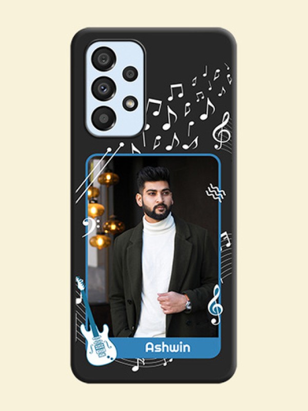 Musical Theme Design with Text on Photo on Space Black Soft Matte Mobile Case - Galaxy A33 5G