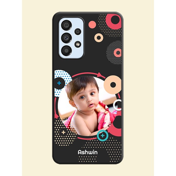 Multicoloured Round Image on Personalised Space Black Soft Matte Cases - Galaxy A33 5G Multicoloured Round Image on Personalised Space Black Soft Matte Cases - Galaxy A33 5G