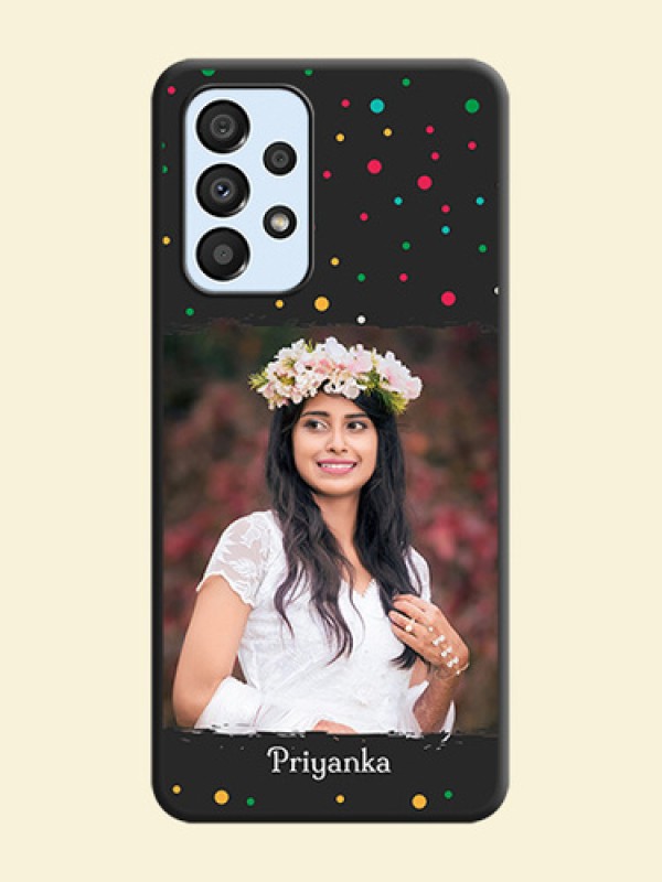 Multicolor Dotted Pattern with Text on Space Black Custom Soft Matte Phone Back Cover - Galaxy A33 5G
