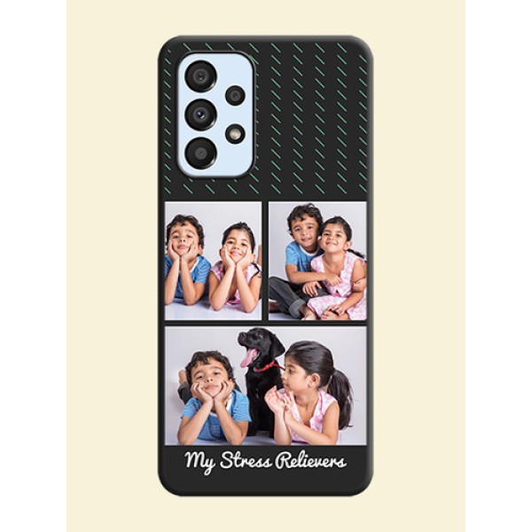Cross Dotted Pattern with 2 Image Holder on Personalised Space Black Soft Matte Cases - Galaxy A33 5G Cross Dotted Pattern with 2 Image Holder on Personalised Space Black Soft Matte Cases - Galaxy A33 5G
