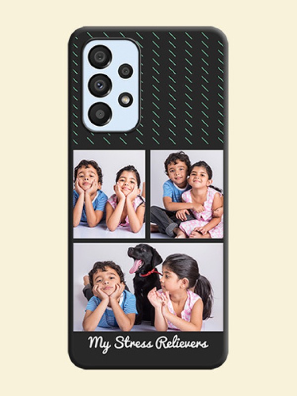 Cross Dotted Pattern with 2 Image Holder  on Personalised Space Black Soft Matte Cases - Galaxy A33 5G