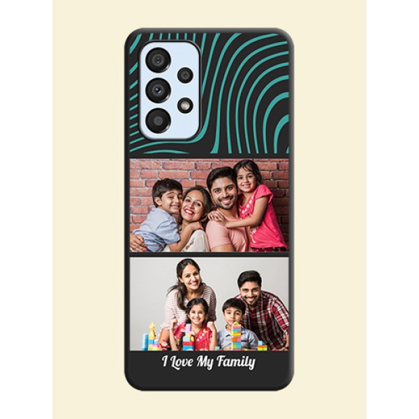 Wave Pattern with 2 Image Holder on Space Black Personalized Soft Matte Phone Covers - Galaxy A33 5G Wave Pattern with 2 Image Holder on Space Black Personalized Soft Matte Phone Covers - Galaxy A33 5G