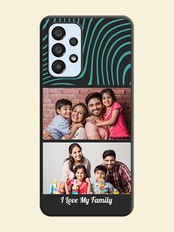 Wave Pattern with 2 Image Holder on Space Black Personalized Soft Matte Phone Covers - Galaxy A33 5G