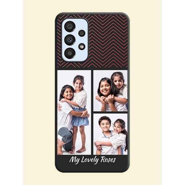 Wave Pattern with 3 Image Holder on Space Black Custom Soft Matte Back Cover - Galaxy A33 5G Wave Pattern with 3 Image Holder on Space Black Custom Soft Matte Back Cover - Galaxy A33 5G