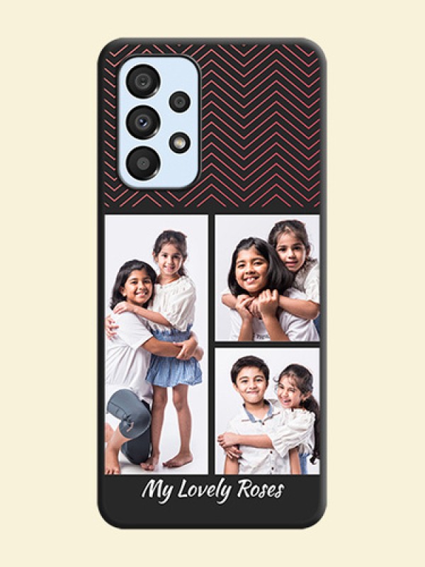 Wave Pattern with 3 Image Holder on Space Black Custom Soft Matte Back Cover - Galaxy A33 5G