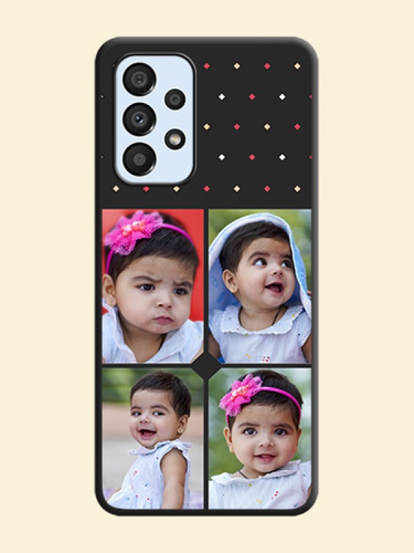 Multicolor Dotted Pattern with 4 Image Holder on Space Black Custom Soft Matte Phone Cases - Galaxy A33 5G