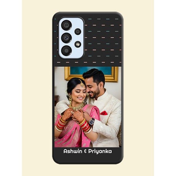 Line Pattern Design with Text on Space Black Custom Soft Matte Phone Back Cover - Galaxy A33 5G Line Pattern Design with Text on Space Black Custom Soft Matte Phone Back Cover - Galaxy A33 5G