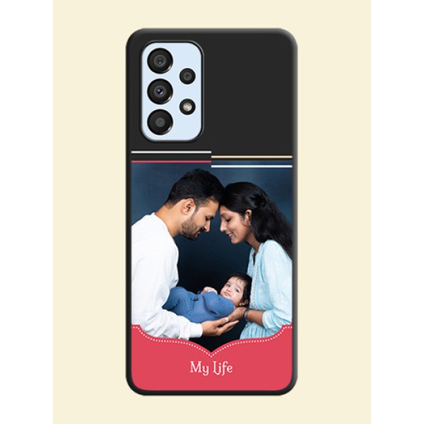 Classic Plain Design with Name on Photo on Space Black Soft Matte Phone Cover - Galaxy A33 5G Classic Plain Design with Name on Photo on Space Black Soft Matte Phone Cover - Galaxy A33 5G