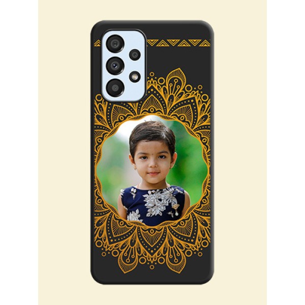 Round Image with Floral Design on Photo on Space Black Soft Matte Mobile Cover - Galaxy A33 5G Round Image with Floral Design on Photo on Space Black Soft Matte Mobile Cover - Galaxy A33 5G