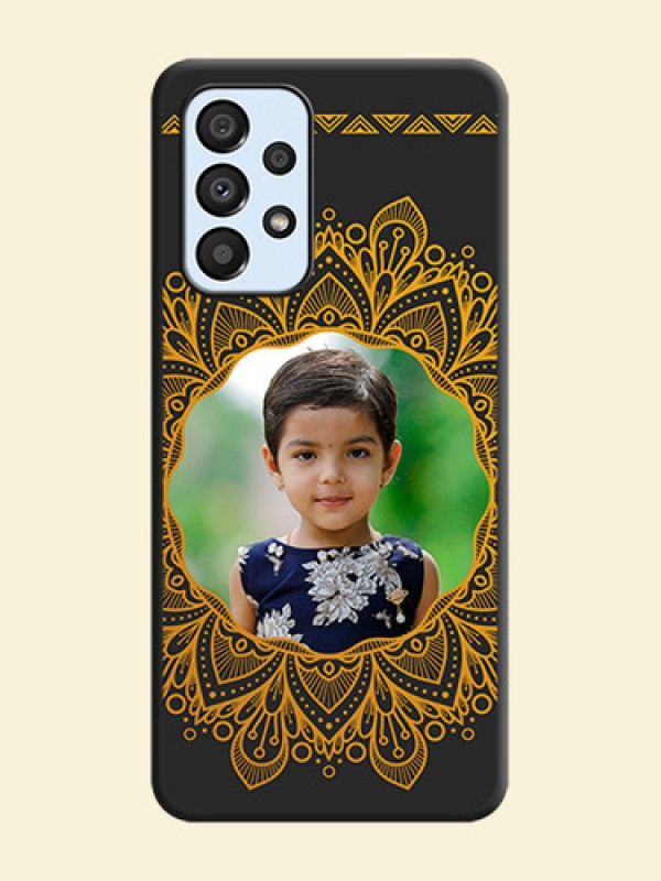Round Image with Floral Design on Photo on Space Black Soft Matte Mobile Cover - Galaxy A33 5G