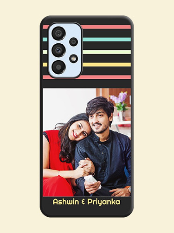 Color Stripes with Photo and Text on Photo on Space Black Soft Matte Mobile Case - Galaxy A33 5G